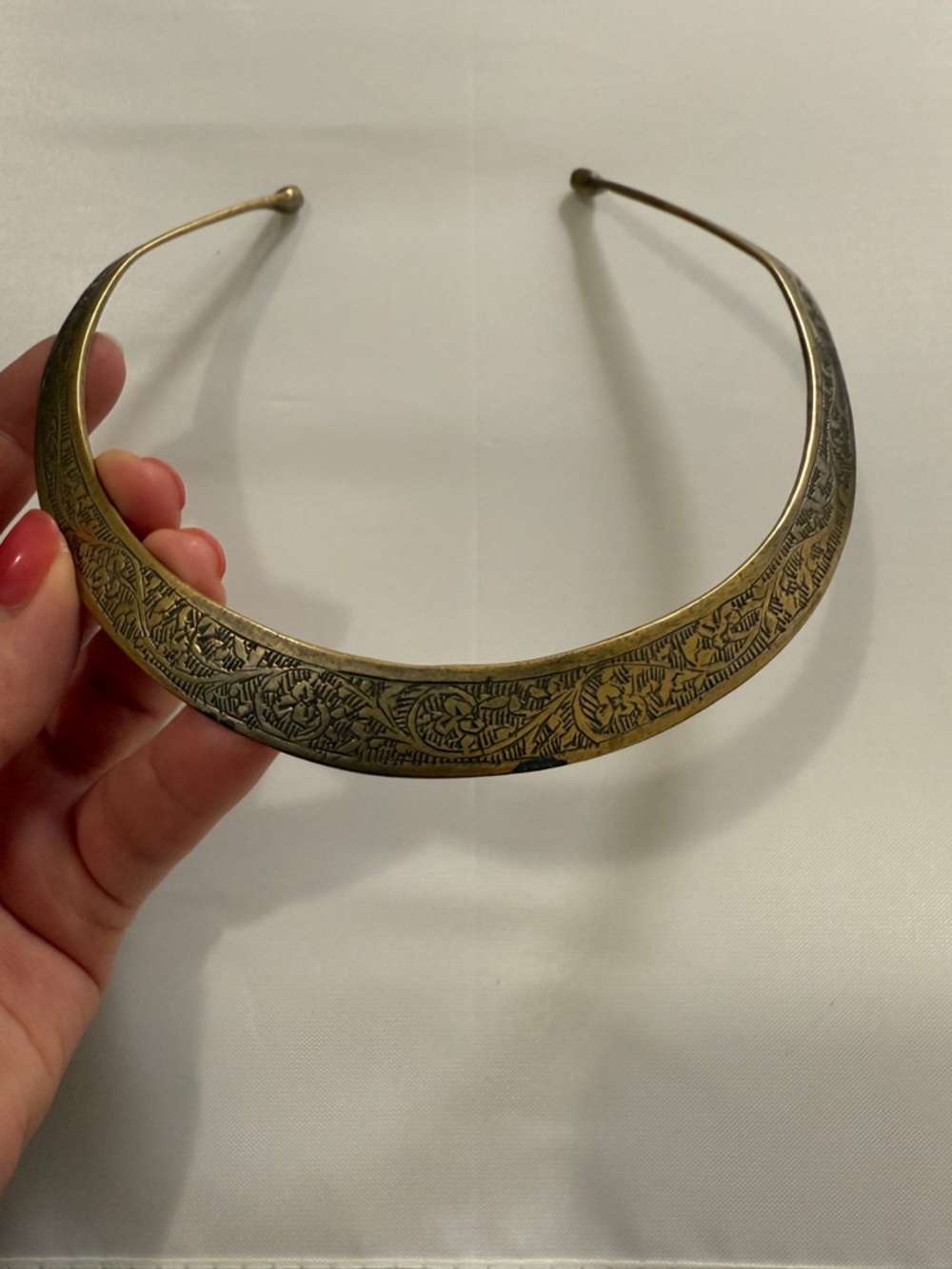 Vintage Handcrafted Tribal-Style Brass Tourque Bohemian Hippie Necklace